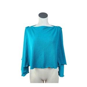 Pirose Fashion Blue Knit Topper Poncho